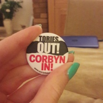 Anti-Tory badge from the march